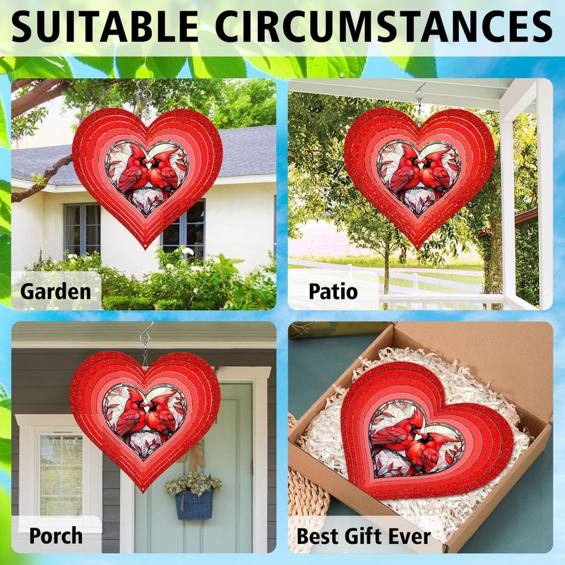 44memory Cardinal Yard and Garden Wind Spinner, Unique 3D Hanging Cardinal Wind Spinner - Image 5